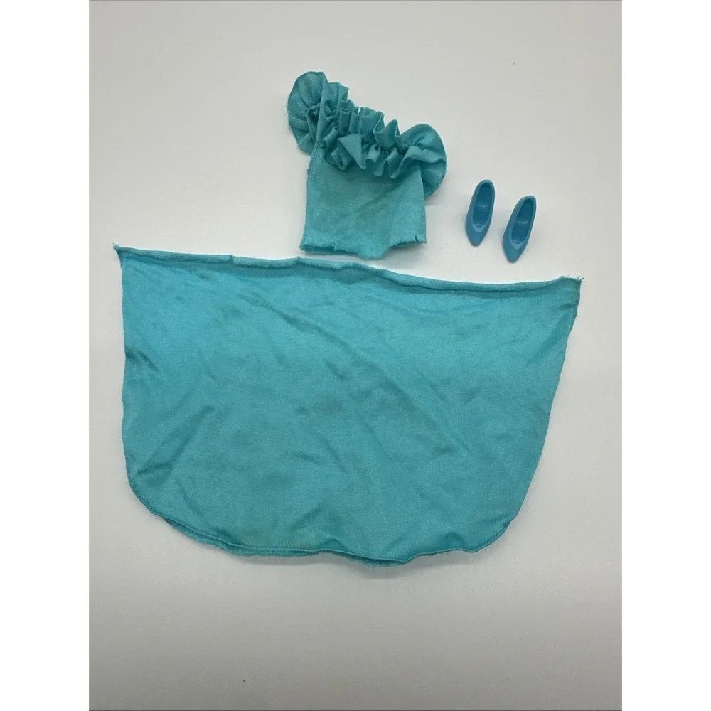 Vintage Barbie Fashion Fun #2086 Turquoise One Shoulder Dress Heels Mattel 1985